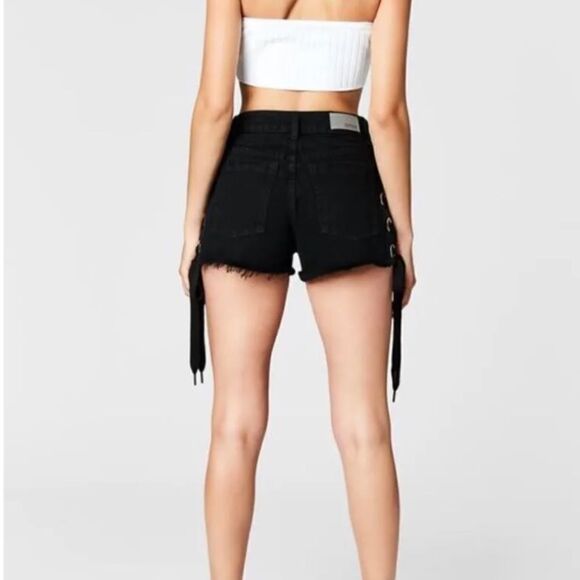 LF Carmar High Waist Side Lace Denim Jean Shorts - Picture 3 of 12